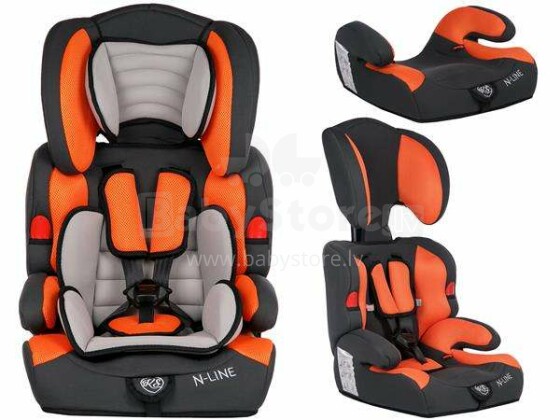 „Safety Kid 3 in 1“ „N-LINE“ oranžinis Prekės kodas KP0039ORN Vaikiška automobilinė kėdutė su įdėklu (9-36 kg)