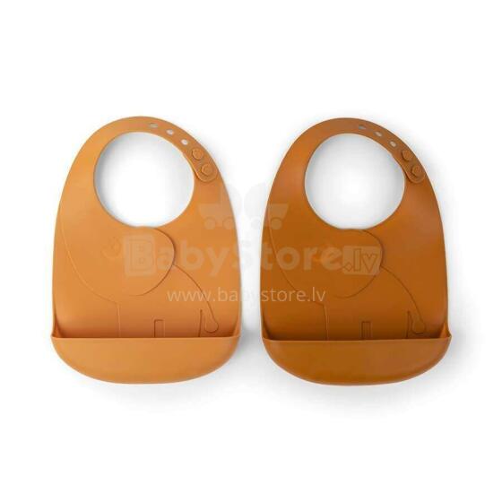 Done by Deer Silicone Bib Blue Силиконовый, мягкий нагрудник с кармашком, 6+м 2 шт.