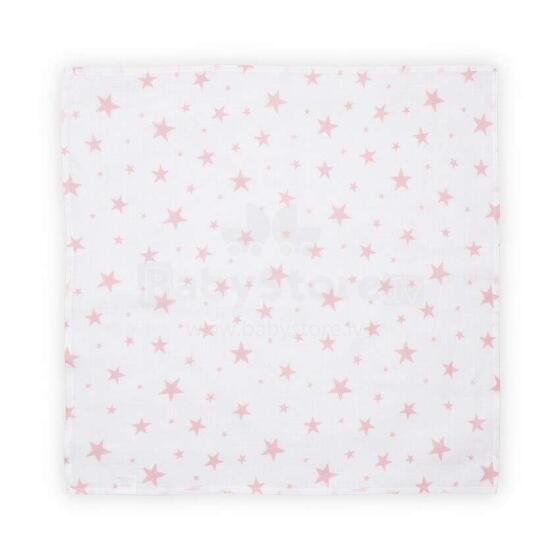 Lorelli Swaddle Muslin  Art.10340091901 Pink Stars Высококачественная муслиновая пелёнка из бамбука, 1 шт. (80x80 см)