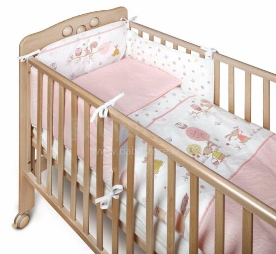 YappyKids Forest Story Soft Art.93380 Pink Kokvilnas apmalīte bērna gultiņai 180 cm