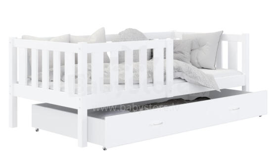AJK Bobo Art.93666 White  Стильная молодёжная кровать со ящиком и матрасом 160x80 см