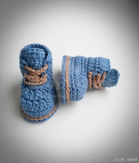 Du rankų darbo megzti kūdikių batai „Pekas“ naujagimiams (rankų darbo)