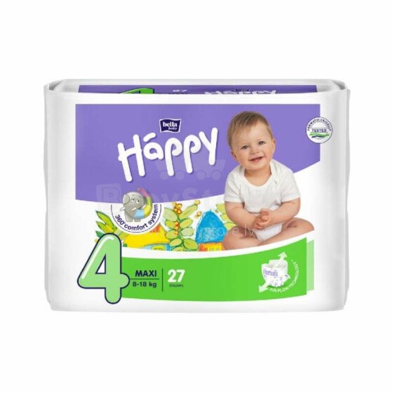 Happy Maxi Детские подгузники 4 размер от 8-18 кг,27 шт.