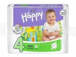 Happy Maxi Детские подгузники 4 размер от 8-18 кг,12 шт.