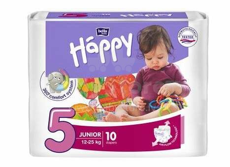 Happy Junior Детские подгузники 5 размер от 12-25 кг,10 шт.
