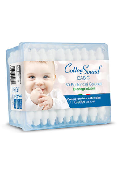 Cotton Sound Ears  Art.93898 Ватные палочки с ограничителем, 60 шт.