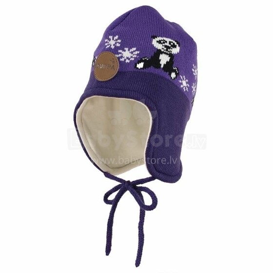 Huppa '18 Karro1 art.80290100-70153 Megztinė kūdikių žieminė kepurė su medvilniniu pamušalu (dydis SM)