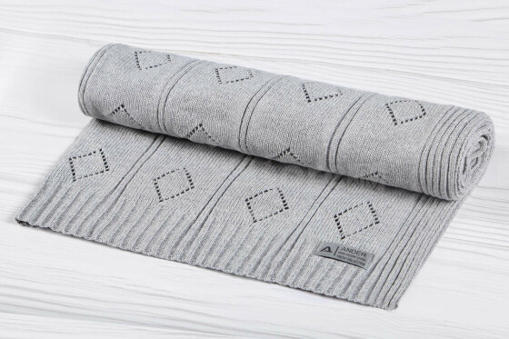 Kids Blanket Cotton Art.P001 Grey Dabīgas kokvilnas sedziņa (sega)/plediņš bērniem 100x150cm