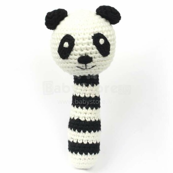 NatureZoo Rattle Stick Sir.Panda  Art.20070 Погремушка вязаная  для новорожденных