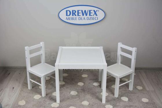 Drewex Set Art.95985 White   Bērnu mēbeles komplekts -Galdiņš un 2 krēsliņi