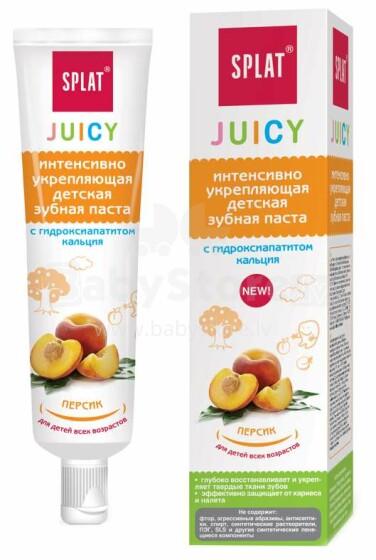 Splat Junior Juicy Peach Art.110004932 dantų pasta bet kokio amžiaus vaikams su vaisių skoniu 35ml