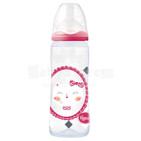 Tigex Wide Neck Intuition Girl Art.80602819  Barošanas pudelīte ar silikona knupīti 6m+,360ml