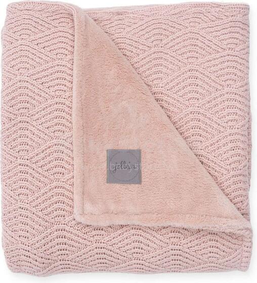 Jollein Cot River Knit Art.517-522-65286 Pale Pink/Coral Fleese - Dabīgas kokvilnas plediņš bērniem, 100x150cm