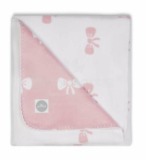 Jollein Cotton Bow Bow Pink Art.514-511-64990 Natūralios medvilnės pledas vaikams, 75x100cm