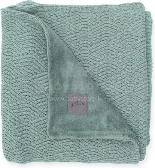 Jollein Cot River Knit Art.517-522-65285 Ash Green/Coral Fleese - Dabīgas kokvilnas plediņš bērniem, 100x150cm