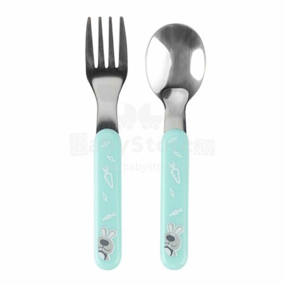 BabyOno Blue Art.1065 High-grade steel spoon and fork