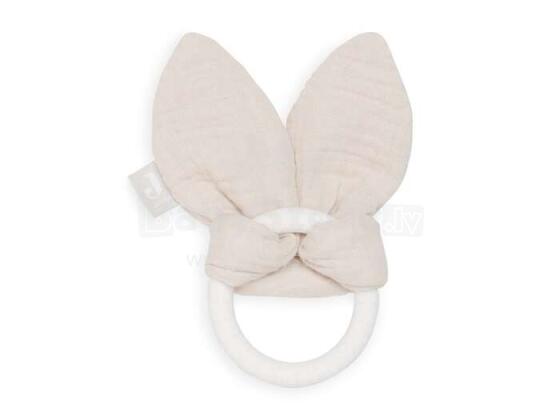 Jollein Teething Siliconen Bunny  Art.101-007-66050 Nougat Мягкая погремушка из эко хлопка - Зайка (100% натуральная)