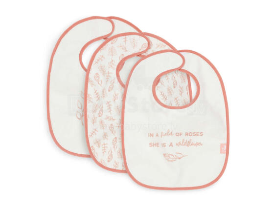 Jollein Terry Bib Waterproof Art.029-566-66028 Meadow Rosewood - Bērnu lacīte / priekšautiņš vidējais frote ūdensnecaurlaidīgs,3 gab