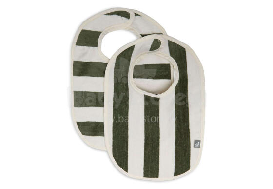 Jollein Bib Stripe Terry GOTS Art.029-566-67001 Leaf Green - Детский слюнявчик фротэ с рукавами