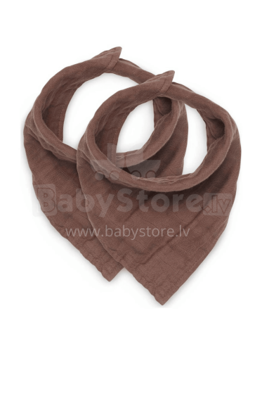 Jollein Bandana Bib Wrinkled Cotton Art.029-868-66043 Chestnut - Детский Хлопковый Слюнявчик - платочек (2 шт.)