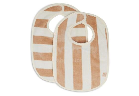 Jollein Bib Stripe Terry GOTS Art.8717329369870 Biscuit - Детский слюнявчик фротэ 2 шт.
