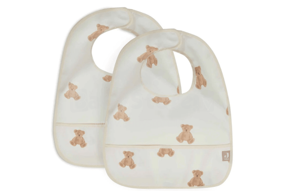 Jollein Bib Waterproof Art.029-864-66095 Teddy Bear - Bērnu lacīte / priekšautiņš  ūdensnecaurlaidīgs 2 gb.