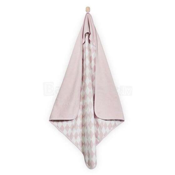 Jollein Bathcape Mini Waffle Pink  Art.534-836-65070   Детское Полотенце после купания с капюшоном 75x75см