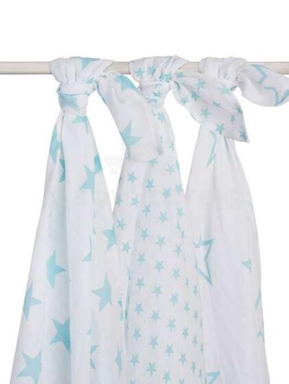 Jollein Muslin Little Star Art.535-850-65027  Высококачественная муслиновая пелёнка, 3 шт. (115x115 см)
