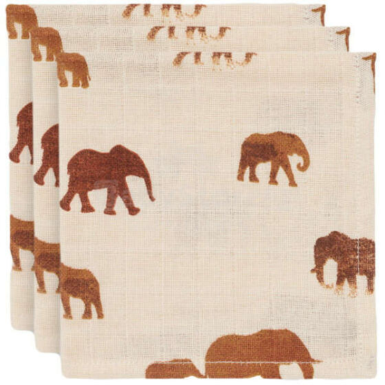 Jollein Muslin Mouth Cloth Savannah Art.537-848-66029  - Высококачественная муслиновая салфетка для лица, 3 шт. (31х31 см)