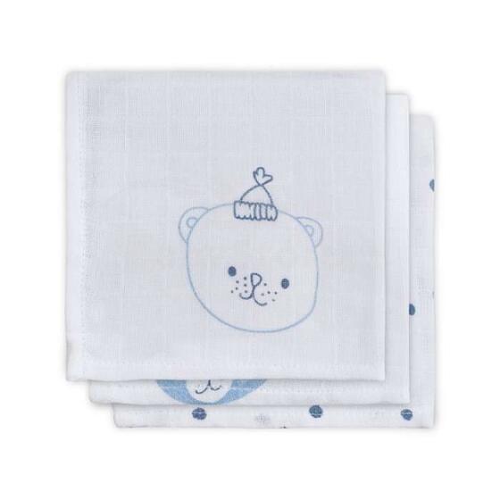 Jollein Muslin Face Funny Bear  Art.536-848-65112  Высококачественная муслиновая пелёнка из хлопка для лица, 3 шт.  (15x21)