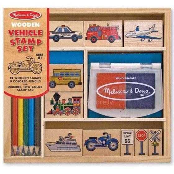 Melissa&Doug Stamp Sets Art.12409  Набор деревянных штампиков с чернилами