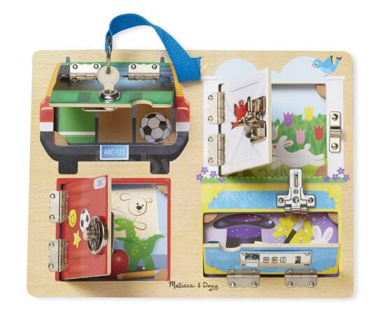 Melissa&Doug Latches Board  Art.19540 Koka dēlis ar aizbīdņiem