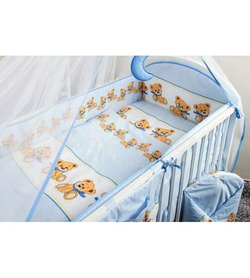 Ankras BEAR-BOW blue MIS000146 Bērnu gultiņas aizsargapmale 360 cm