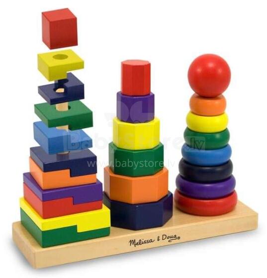 Melissa&Doug Geometric Stacker   Art.10567  ģeometrisko koka figūriņu piramīda