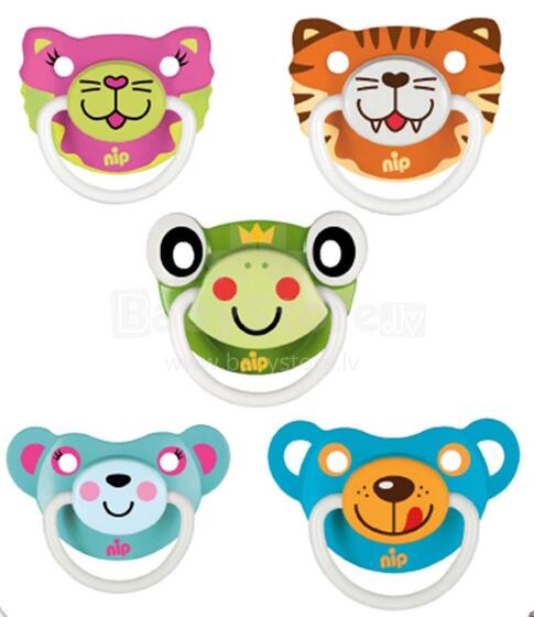 Nip Funny Animal Art.22399 Силиконовая пустышка ортодонтической формы 2 шт. , 5-18м