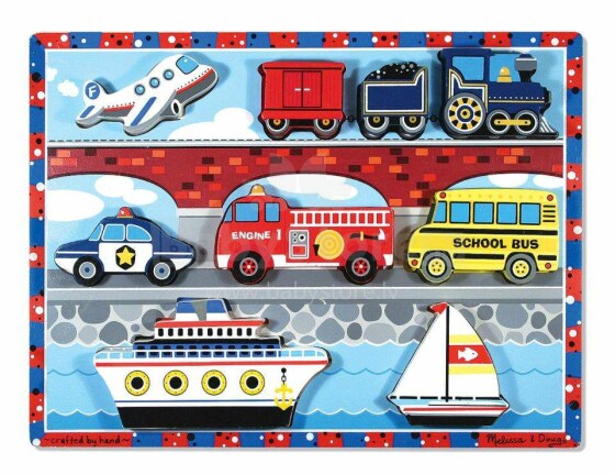 Melissa&Doug Puzzles Vehicles  Art.13725  Деревянный пазл для малышей Транспорт