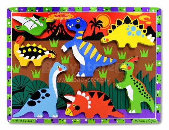 Melissa&Doug Puzzles Dinosaur  Art.13747 Koka puzle mazuļiem Dinozauri