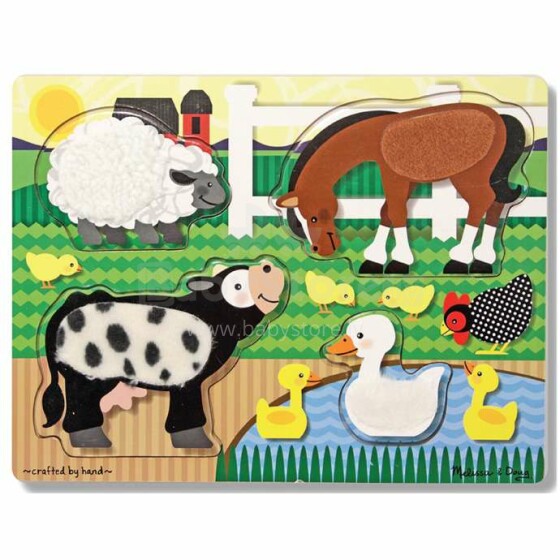 „Melissa & Doug Feel Puzzles Farm“ 14147 medinis galvosūkis kūdikių ūkiui
