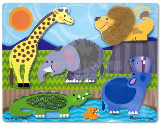 Melissa&Doug Feel Puzzles Zoo  Art.14328  Деревянный развивающий пазл для малышей Зоо
