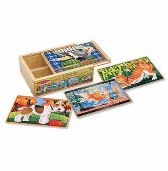 Melissa&Doug Puzzles Box Pets  Art.13790  Деревянный развивающий пазл для малышей в коробочке