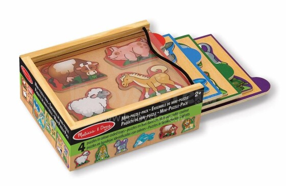 „Melissa & Doug Mini Puzzle Animals“ 144790 medinė dėlionė kūdikiams dėžutėje