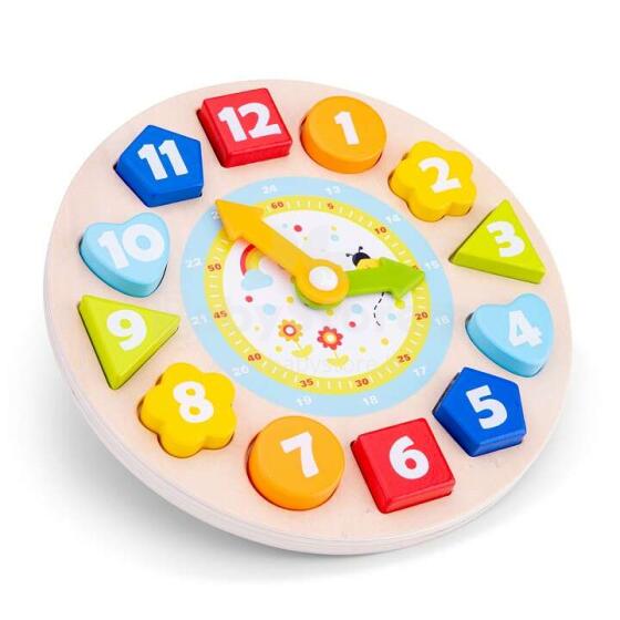 Classic Toys Clock  Art.18252 Koka attīstošā rotaļlieta Pulksteņi