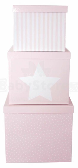JaBaDaBaDo saugojimo dėžutė Pink Art.A3108 Kvadratinės žaislų dėžutės, 3 vnt