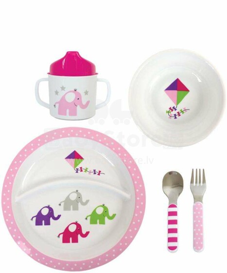 JaBaDaBaDo Dinnerware Elephant Pink Art.E4016 Lastele mõeldud komplekt