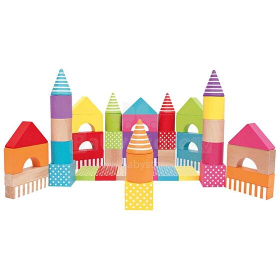 JaBaDaBaDo Buildings Blocks Art.W7012 Деревянные кубики в ведёрке