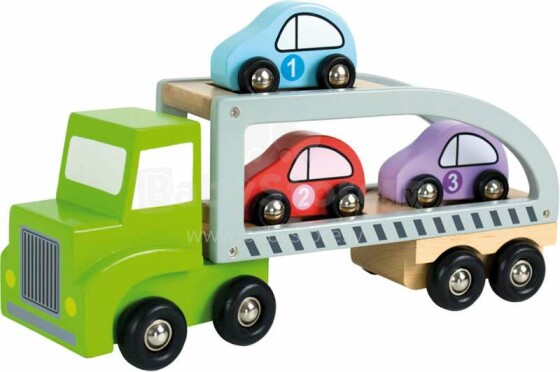 JaBaDaBaDo Car Transporter Art.W7085 Bērnu koka treilers ar mašīnām