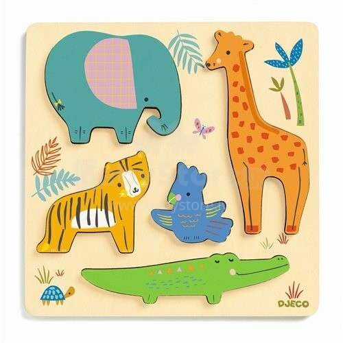 Djeco Wooden Puzzles Art.DJ01052  Koka puzle–Safari