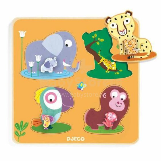 Djeco Wooden Puzzles Art.DJ01054  Koka puzle–Džungļi