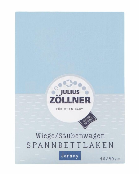 Julius Zöllner Džersis Hellblau 8330013350 medvilninis lakštas su guminiu lopšiu 90x40сm