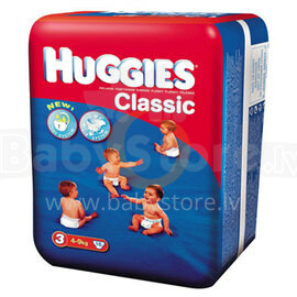 „Huggies Classic“ MAŽA PAKUOTĖ 3 - 4–9 kg, 16vnt.